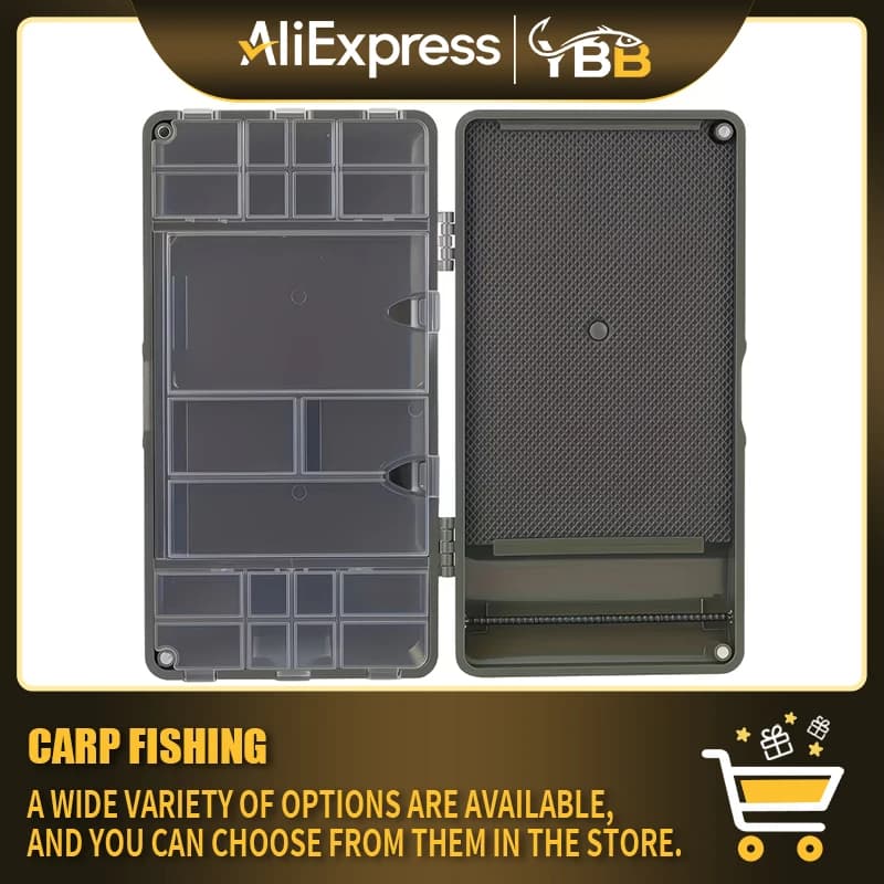 Scatola per Attrezzatura da Pesca alla Carpa Rigtrip con Multi-Scomparti, ABS Resistente, Chiusura Magnetica Sicura, Contiene 37 Rig e Accessori