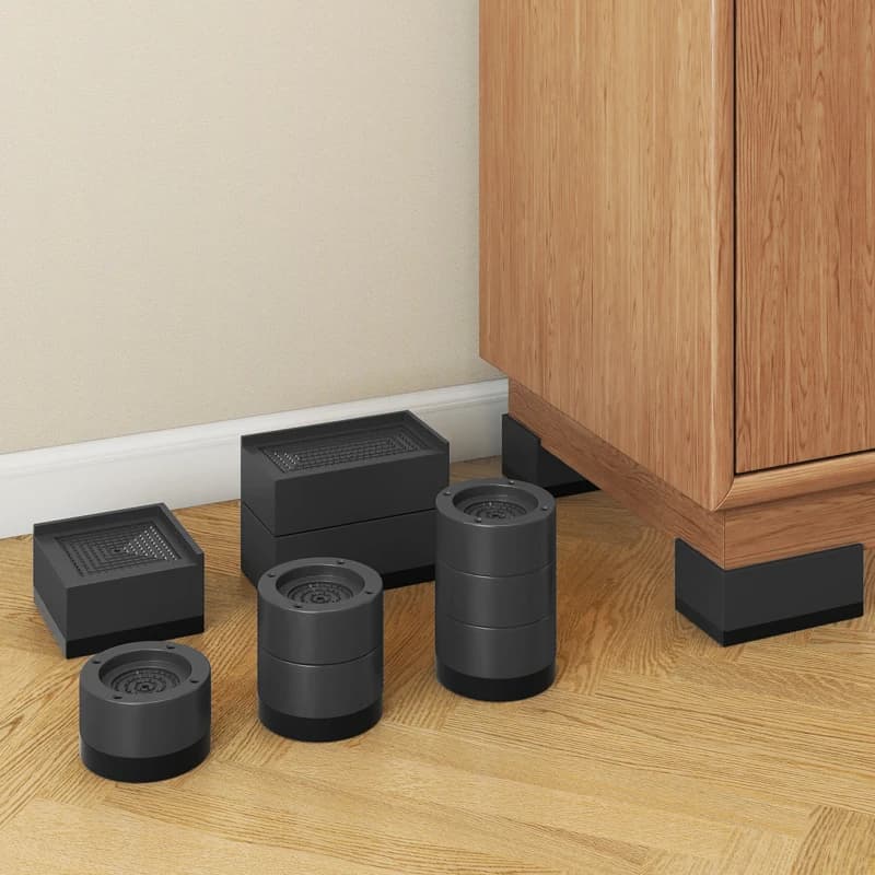 Round Folders for Anti-slip Furniture, Stackable Rials, Graffi Resistant and Height Adjustable for Sofas, Tables and Chairs