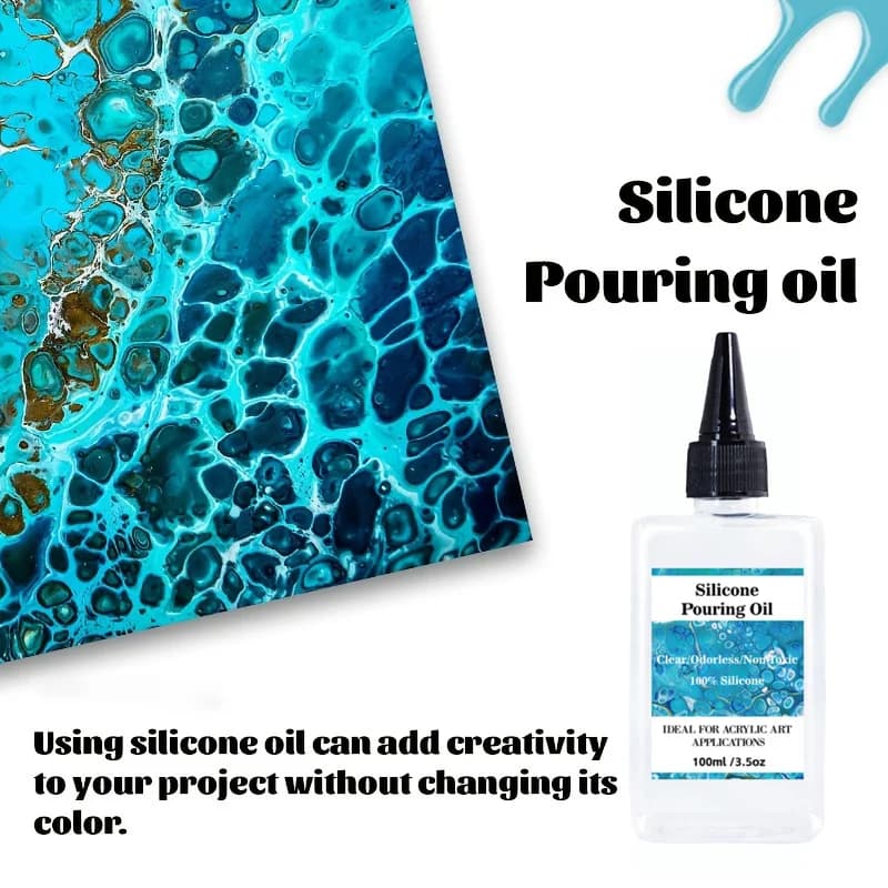 100ml/3.5oz Silicone Pouring Oil, 2 sizes. Ideal for acrylic, watercolor & cell creation.
