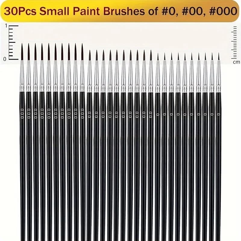 30pcs Fine Detail Brushes, Suitable for Miniature Models and Handicrafts, Compatible with Watercolor and Oil Painting
