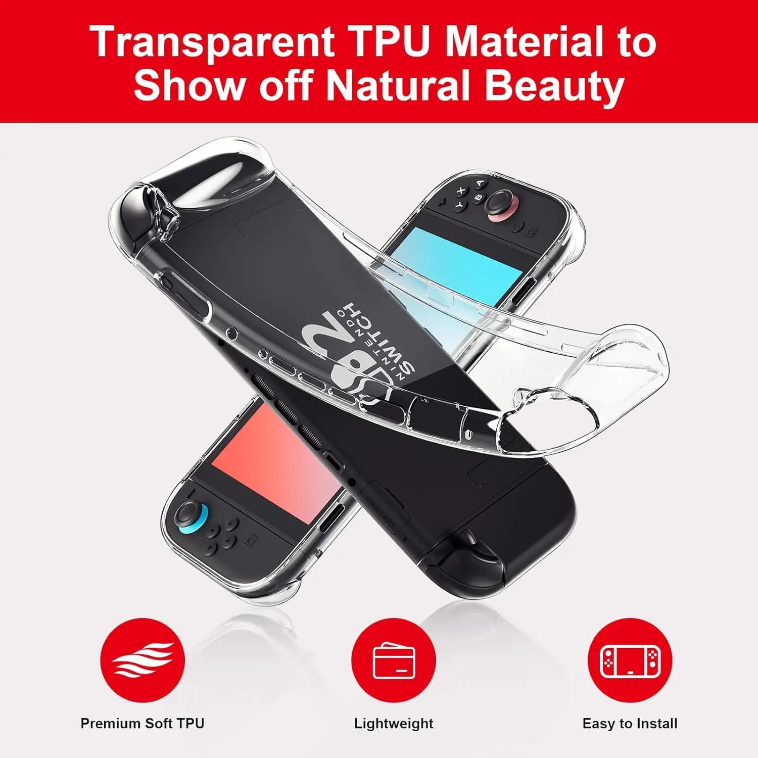 Custodia ergonomica in TPU per Switch 2 – Cover antiscivolo e ammortizzante per console di gioco NS2 e protezione completa del corpo Joy-Con