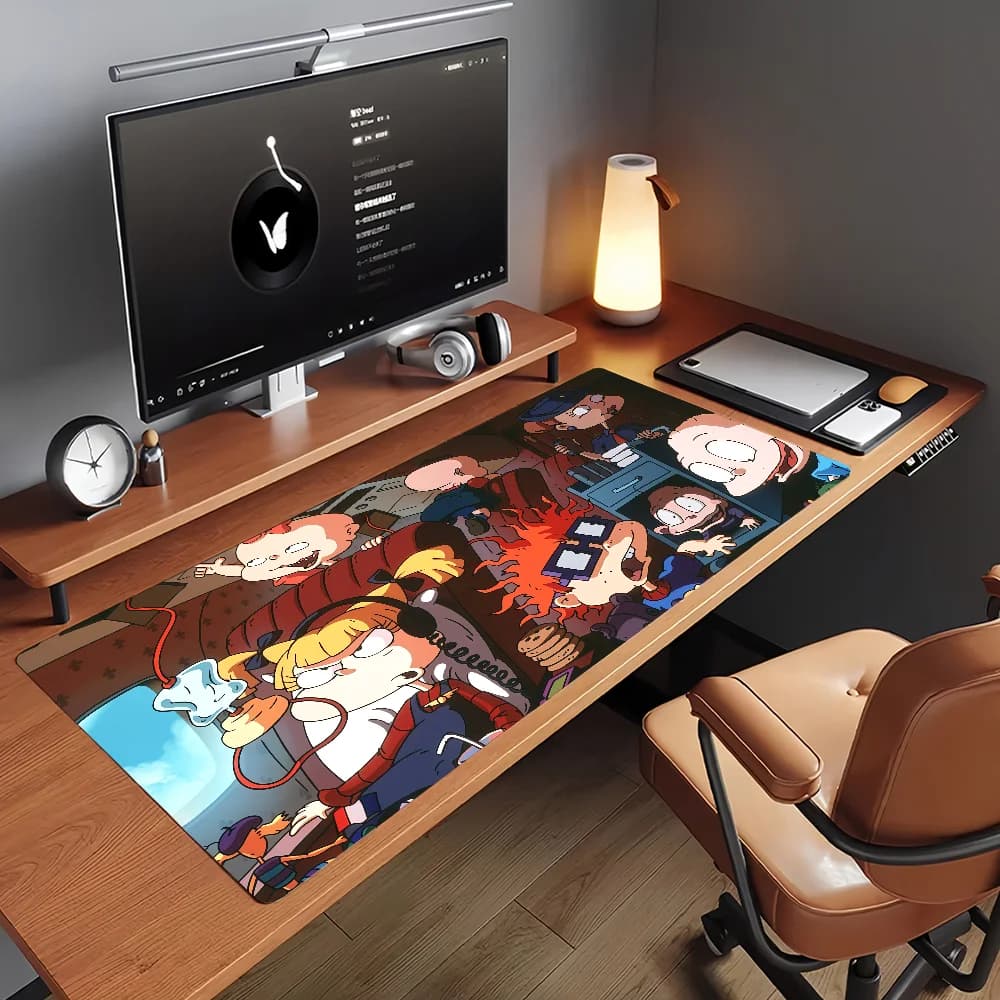 Tappetino per mouse Cartoon R-RUGRATS, tappetino per computer in gomma antiscivolo, decorazione per gamer, tappetino da scrivania per laptop, ufficio, grande
