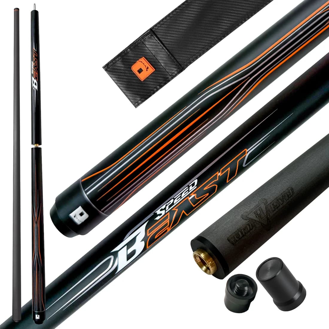 Little Beast Monster Carbon Fiber Break Jump Cue 3-Piece Jump Cue Break Pool Cue Stick 19.5oz 12.9mm Tip with Soft Bag