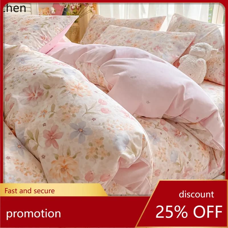 Set di biancheria da letto in puro cotone ZML in quattro pezzi, nuovo lenzuolo interamente in cotone, copripiumino, lenzuolo con angoli, set di biancheria da letto in tre pezzi per dormitorio