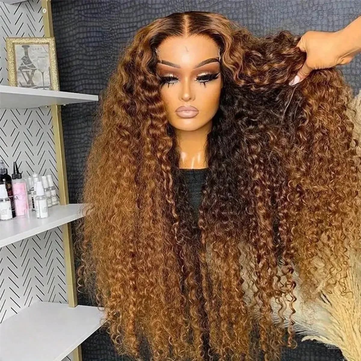 34 Inch 250% Density 13x4 Hd Lace Frontal Wig Highlight Wig Human Hair Wigs Curly Ombre Colored Honey Blonde 5x5 Glueless Deep W