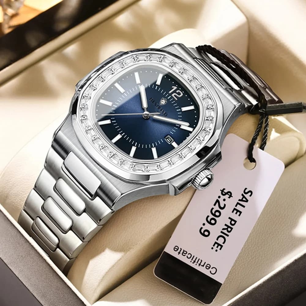 New Simple Digital Full Diamond Watch For Man Gifts Luxury Brand Fashion Quartz Wristwatches Mens Automatic Watches Men Clock