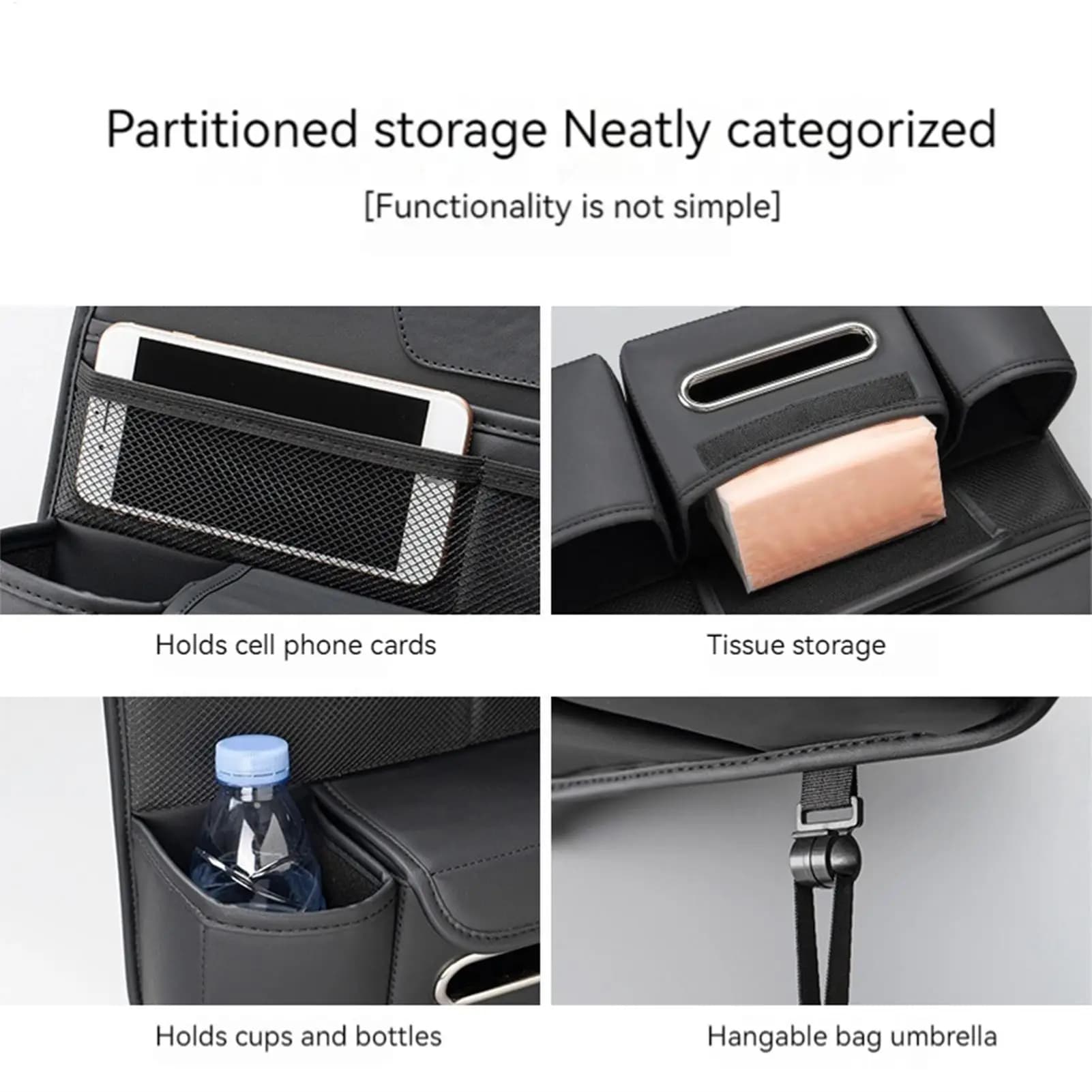 Organizzatore per schienale del seggiolino auto Organizzazione interna multifunzionale per auto Portabicchieri Scatola per fazzoletti per veicoli SUV RV Camion