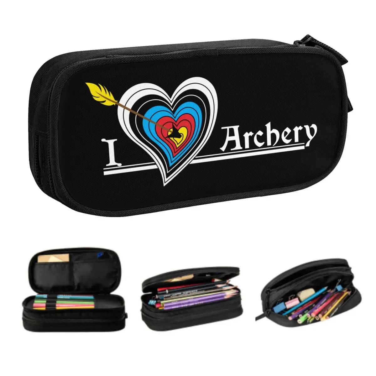 Astuccio per matite personalizzato per amante del tiro con l'arco Kawaii per ragazzo e ragazza, grande contenitore per matite regalo con arco per arciere, accessori per la scuola