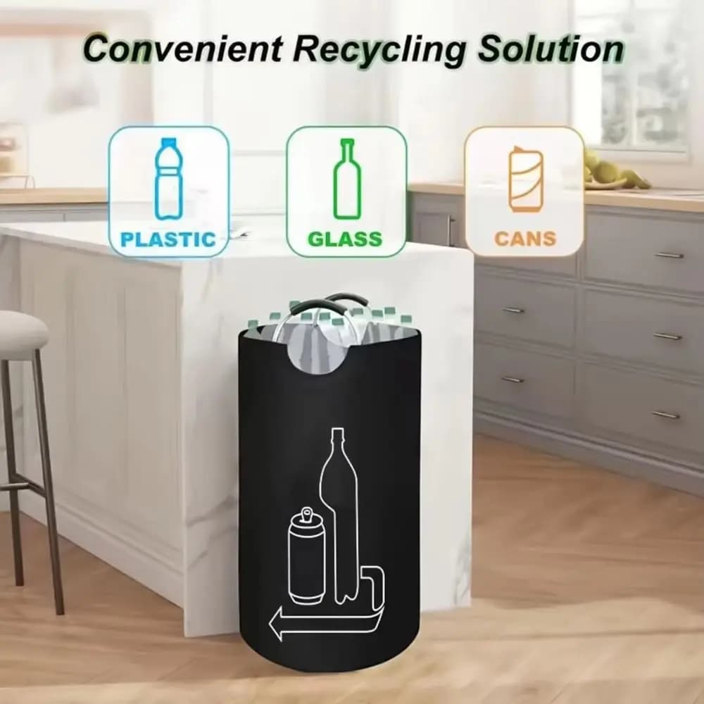 90 L Empty Bottle Storage Basket Large Capacity Folding Recycling Bin Bag with Handle Oxford Cloth Deposit Bottle Container