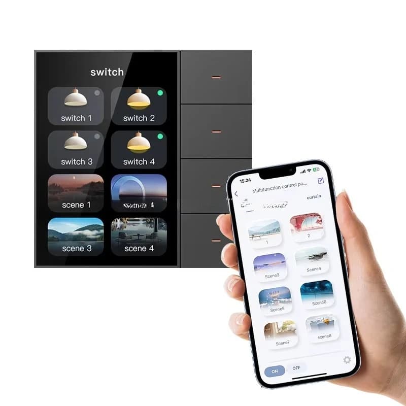 F3 Pro 3.5 Inch IPS Touch Panel Smart Switch Zigbee 4 Scene Dimmer UK Smartlife Control for Home Hotel Curtain Switching