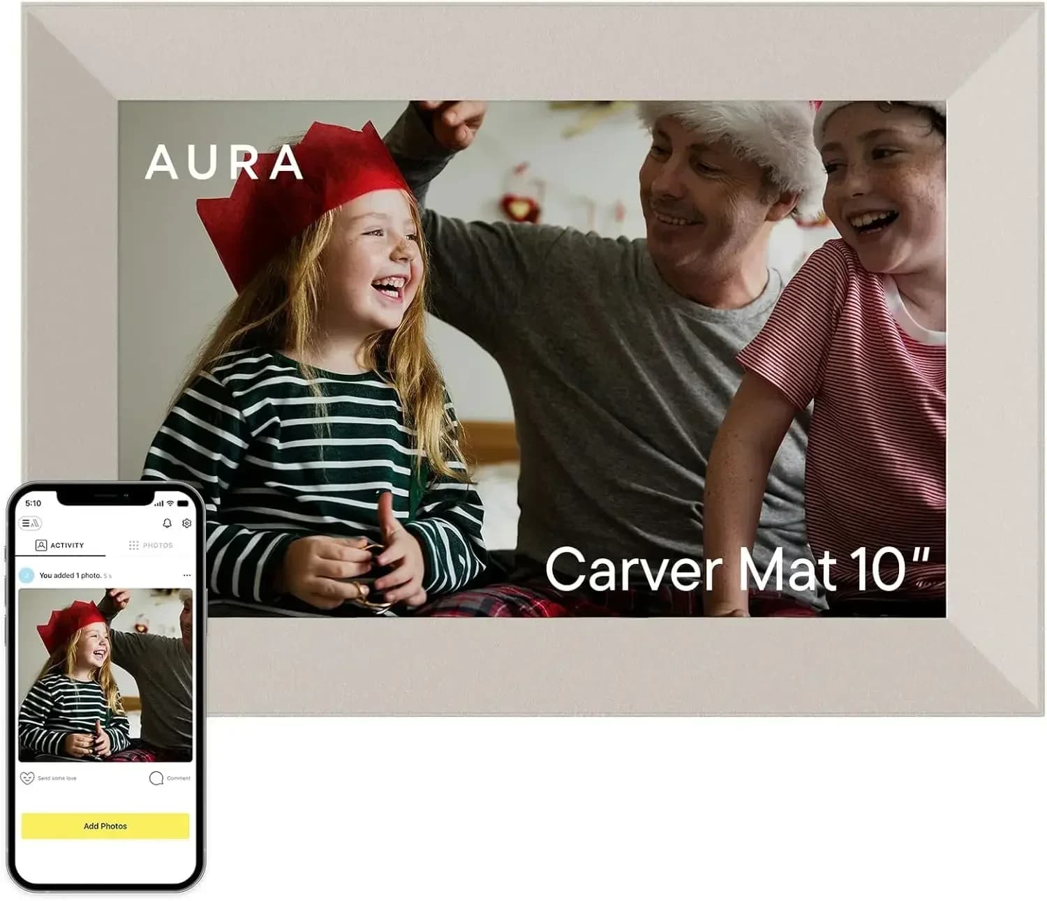 Stone Digital Picture Frame - 10.1" HD Mat Display | Wirecutter's Best Digital Frame for Gifting - Send Photos Directly from You