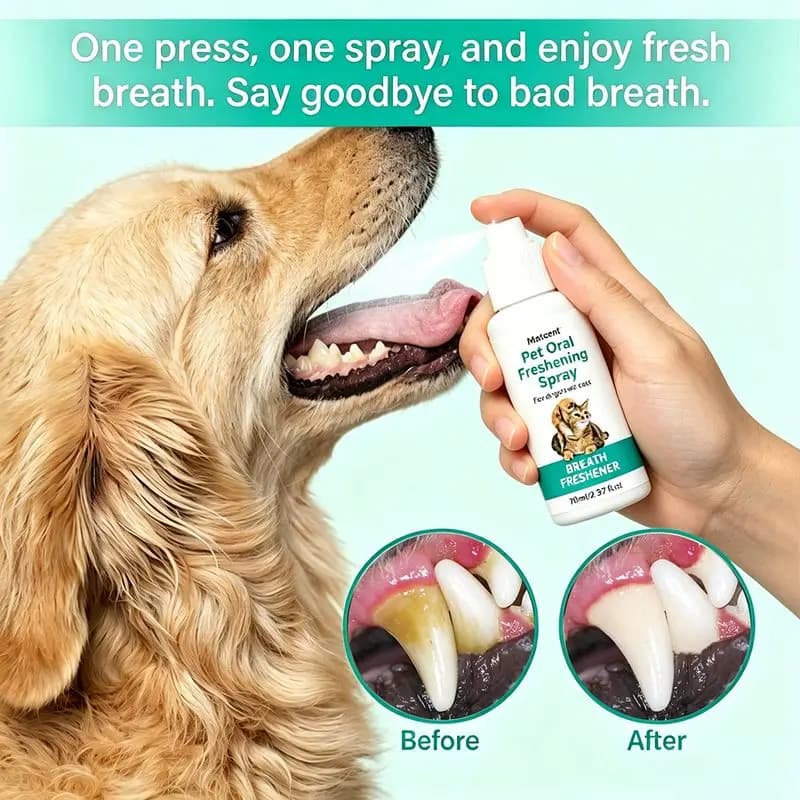 1pcs Pet Oral Freshener Spray, No-Brush Oral Care, Plaque Remover for Tartar, Plant-Based and Gentle, Non-Irritating