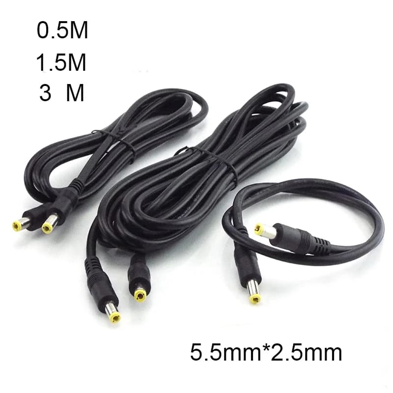 0.5/1.5/3M DC 12V 10A Splitter di Alimentazione Maschio A Maschio Connettore 5.5mm * 2.5mm Spina Adattatore di Alimentazione Cavo di Prolunga