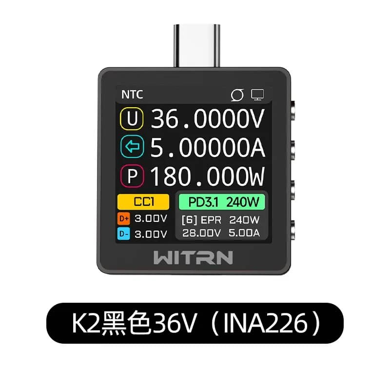 WITRN K2 INA226 36V voltage and current meter USB tester PD3.1 fast charging protocol detection decoy 28V EPR
