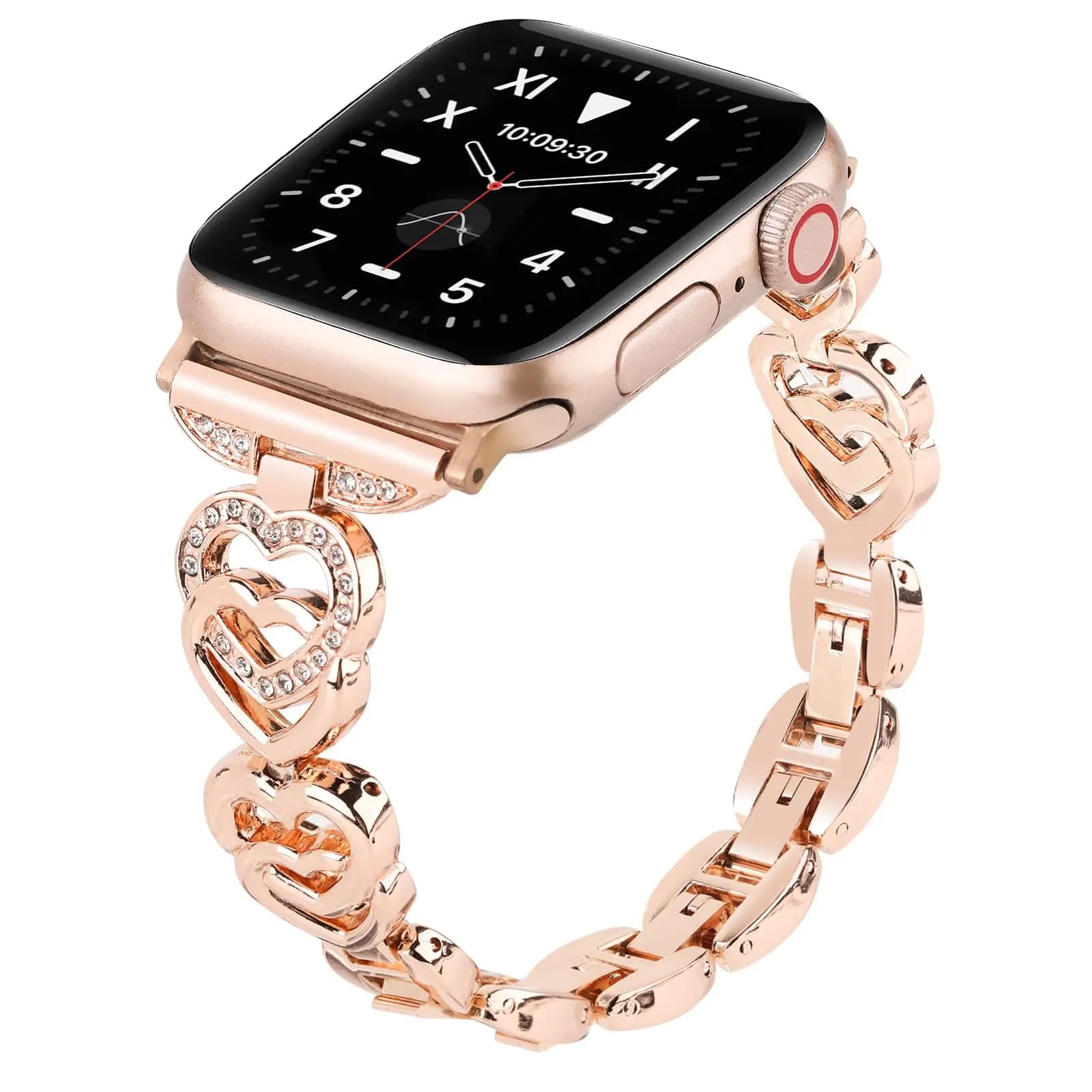 Diamond Heart Strap Bracelet Apple Watch 40mm 44mm 45mm 41mm 49mm 42mm iWatch series metal bracelet if 7 6 3 5 Ultra 2 8 9