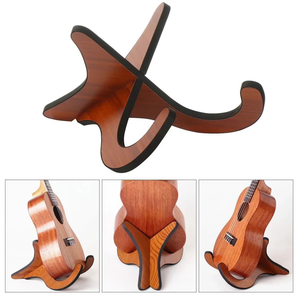 High Quality Portable Wooden Guitar Stand Rack Musical Strings Vertical Ukulele Display Foldable Holder
