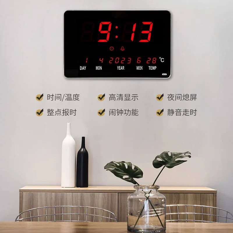 Fornitura diretta del produttore Casa Soggiorno Semplice Nuovo orologio da parete elettronico digitale perpetuo transfrontaliero Singola faccia Silenzioso