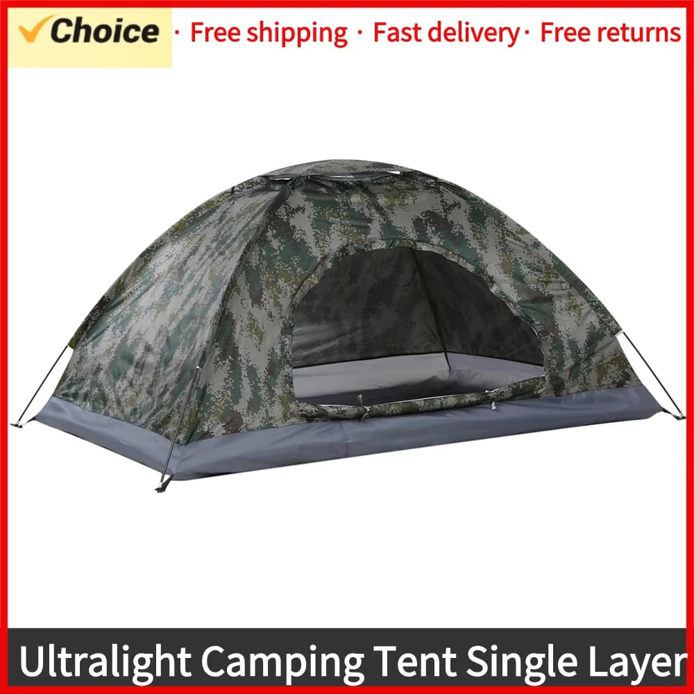 Camping tent ultralight portable mimetic curtain monolayer anti-uv coating UPF 30 + for hiking outdoor beach fishing