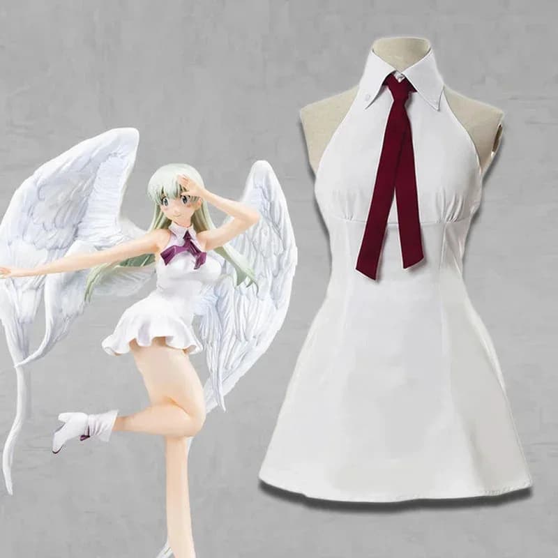 Anime Seven Deadly Sins Wrath of The Gods Cosplay Costume Elizabeth Liones Women White Sleeveless Dress Halloween Outfitx;8's,6;