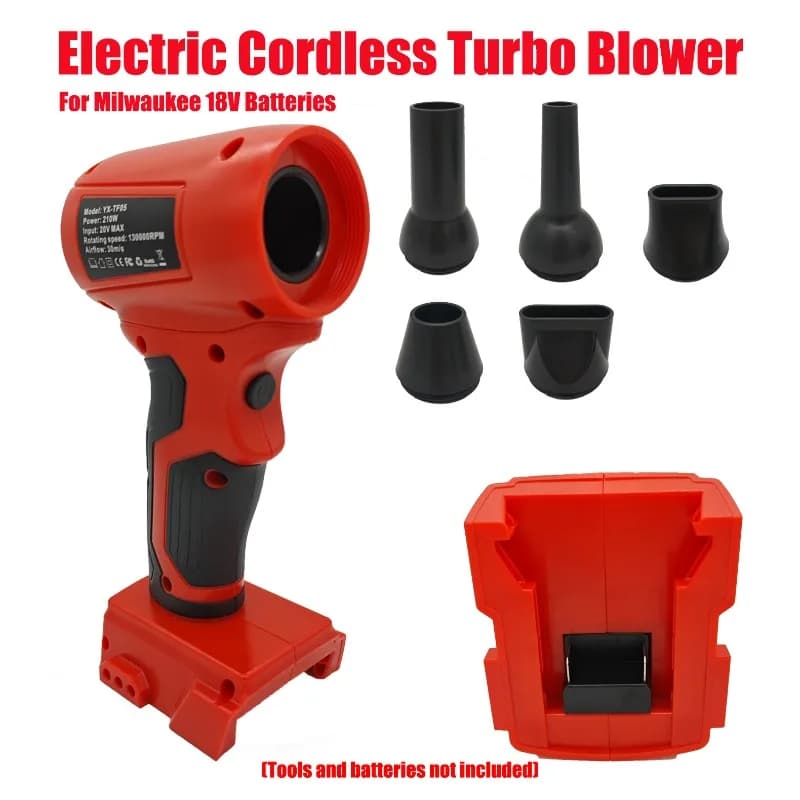 Soffiatore Elettrico Portatile a Batteria 18V per Milwaukee, Soffiatore Turbo Violento, Ventilatore a Getto per Pulizia Neve, Foglie, Polvere e Patio