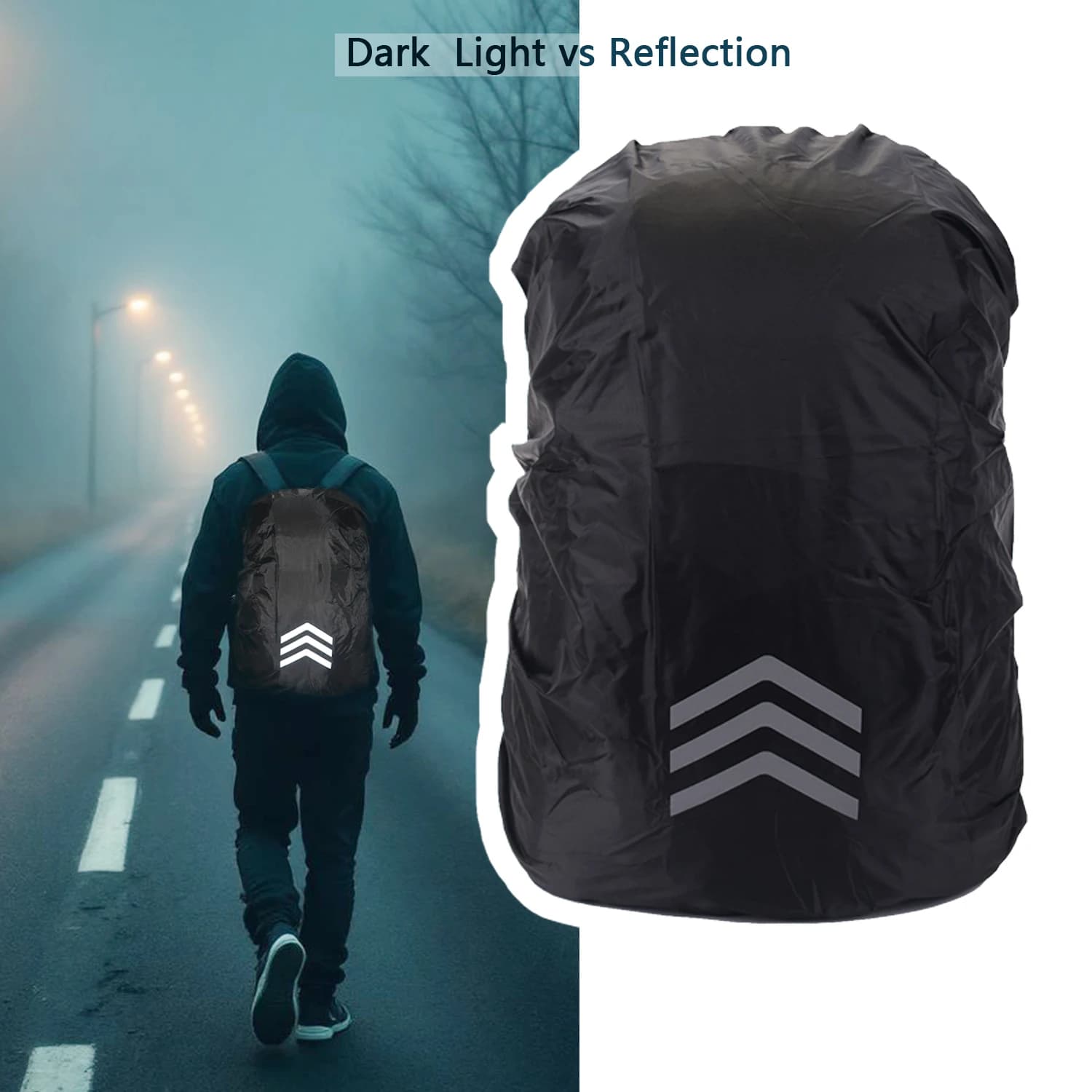10-55L Waterproof Backpack Case, Reflective Bag Rain Cover, Protector for Backpacks, Water Proof Pack Travel Cover, Black Red