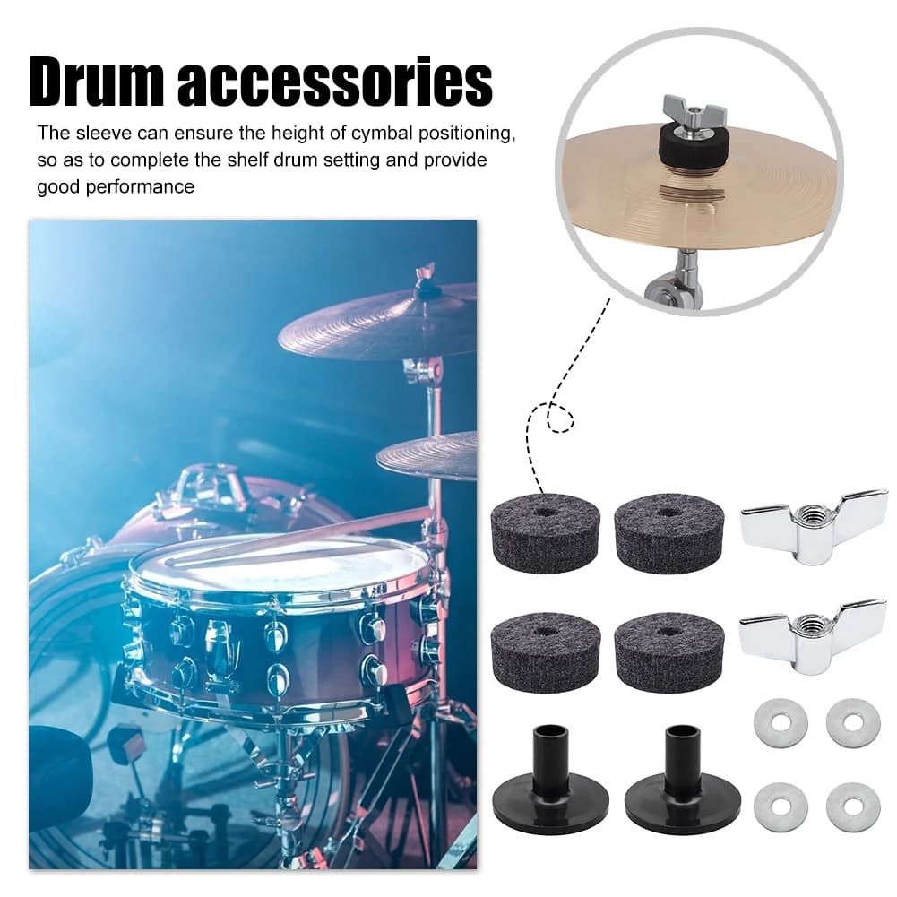 Drum Felt Pads Wing Nuts Washer Set Improving Sound Quality Gasket Casing Sleeve Drum Replacement Instruments Parts