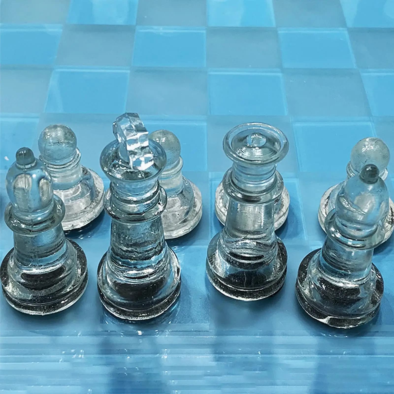 Frosted Chess Board Set Educational Glass Chess Game for Party Trips Picnics