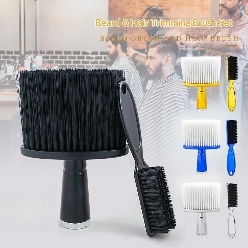 Set di 2 Spazzole Professionali per Barbiere, Spazzole per Pulizia del Collo, Strumenti per Styling da Salone