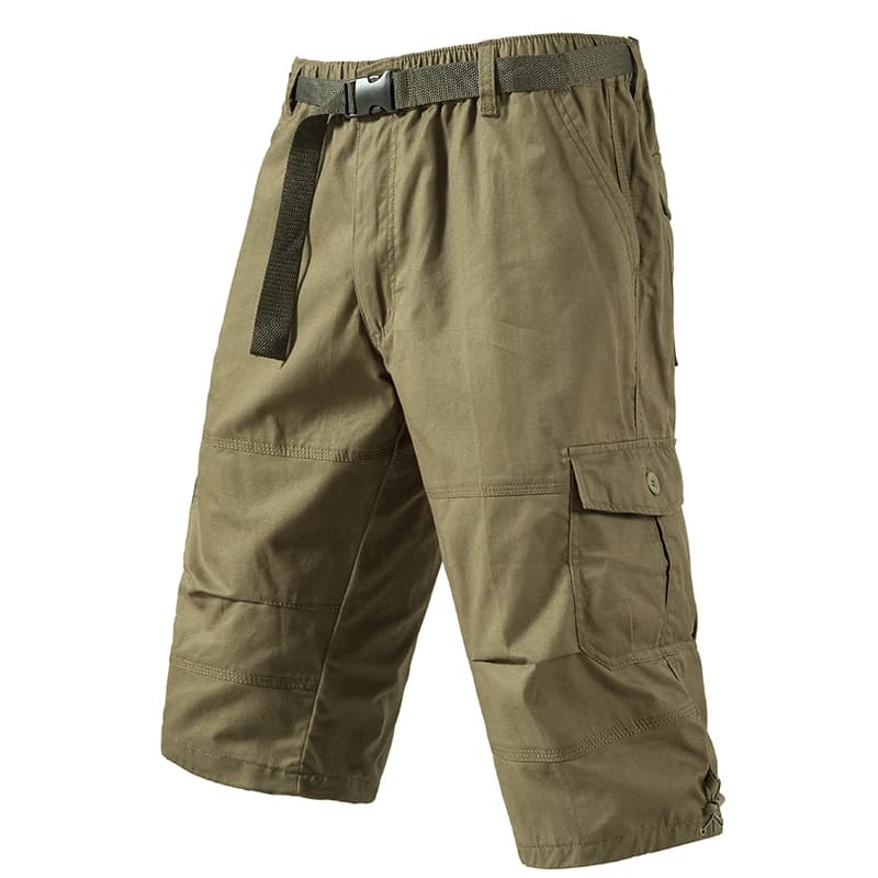 Men's Cargo Shorts 3/4, Casual, Under the Knee, with Elastic in Life, for Hiking, Jogging, Fishing, with Belt
