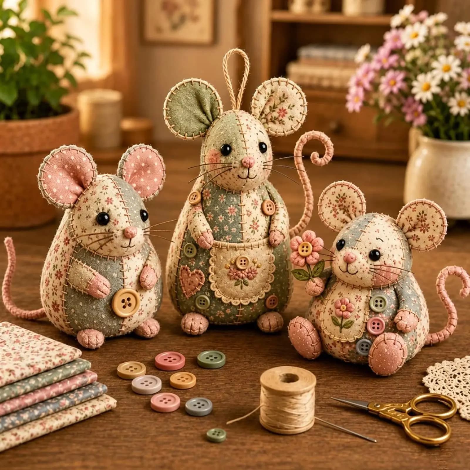 Handmade Mouse DIY Sewing Kit For Adults With Pre-Cut Fabric & Supplies Stuffed Animal Kit For Beginners Adults