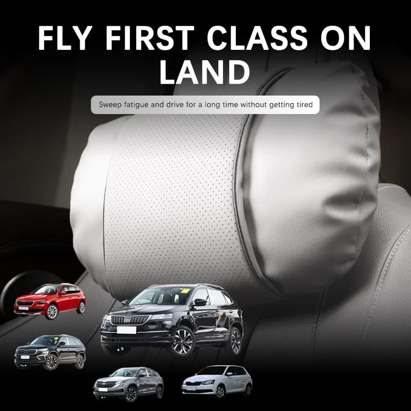 Supporto per auto Poggiatesta per Skoda Afriq Roadiaq Epiq Elroq Fabia Kamiq Octavia Karoq Auto Cuscino per il collo in pelle scamosciata Morbido Comfort da viaggio