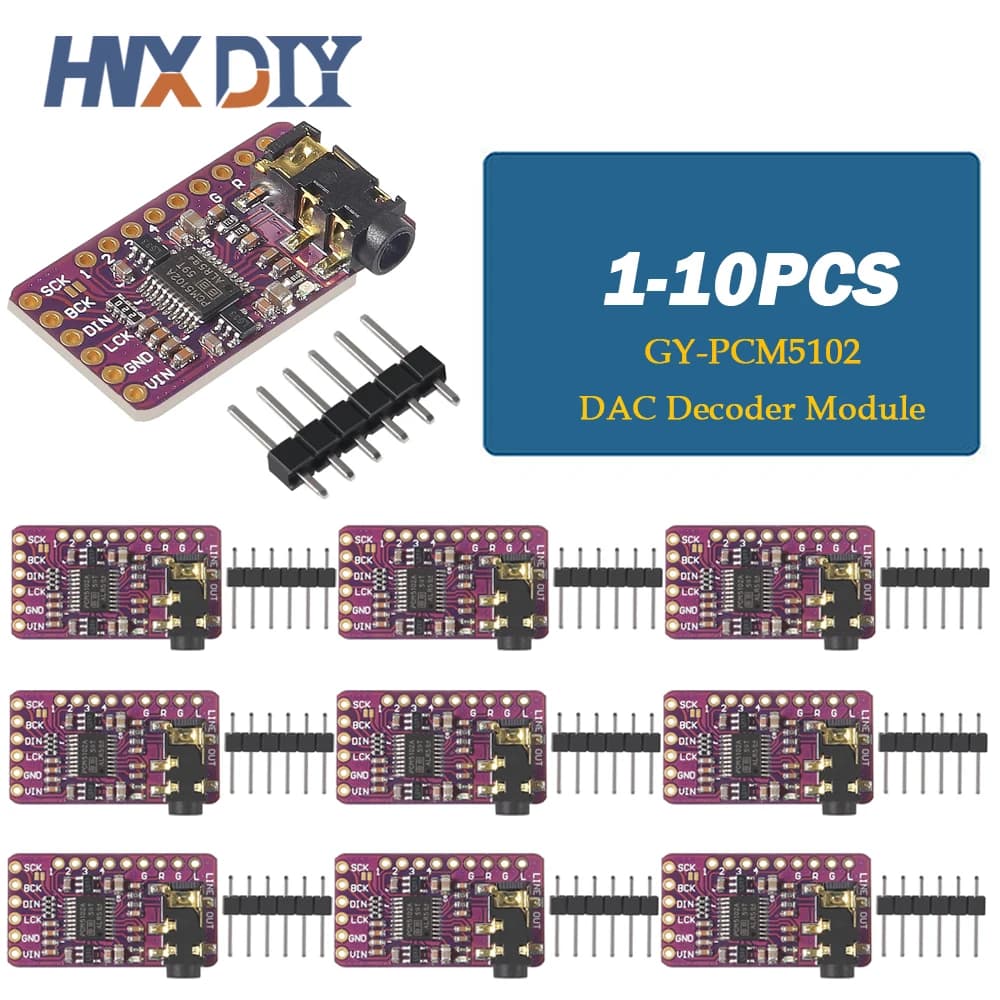 1-10pcs PCM5102A DAC Decoder GY-PCM5102 Interface I2S Player Module For Raspberry Pi pHAT Format Digital PCM5102 Audio Board