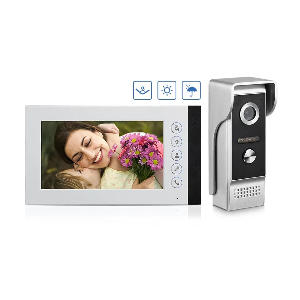 Videocitofono cablato da 7 pollici con visione notturna IR, audio bidirezionale, videocitofono per edifici, proteggi la tua casa