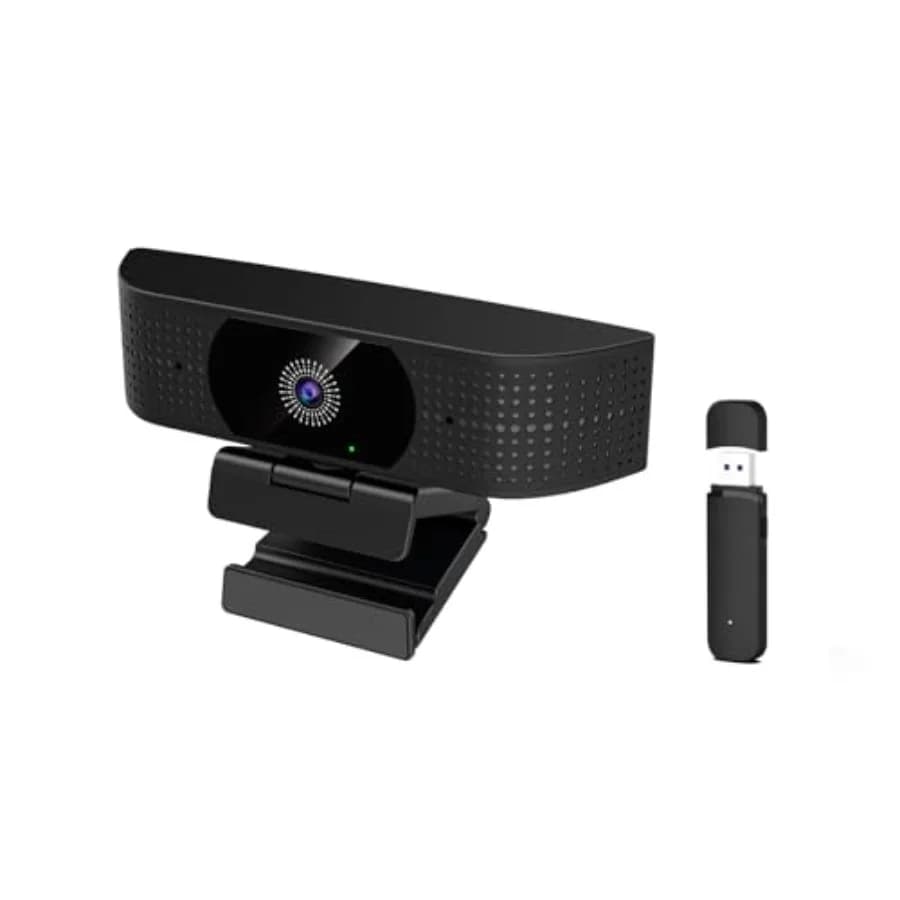 1080P wireless webcam for PC with noise reduction, 92FOV, 360° rotation, Plug and Play, compatible with Skype and Zoom