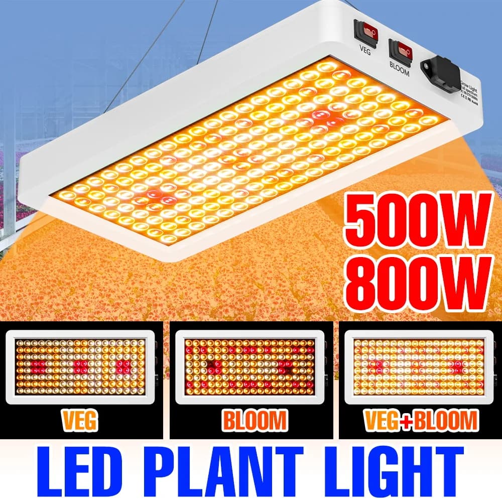 LED Lamp for Cultivation Plants 800W, Spectro Complete UV/IR, Lighting for Hydroponics, Serra, Cultivation of Vegetables, Semenzai and Flowers