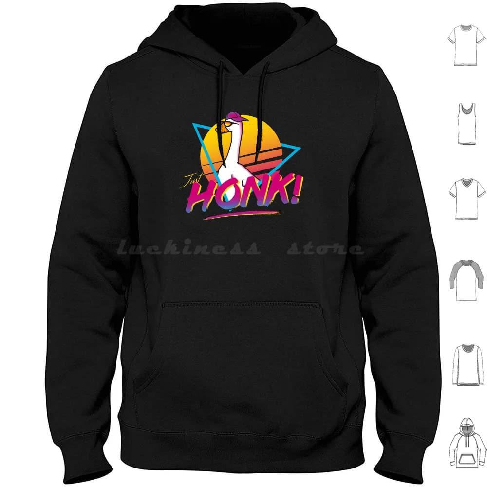 Honk! Hoodie Cotton Long Sleeve Honk Goose Retro 2021 Retrowave Synthwave Aesthetic Games Sun Geek Pop Culture
