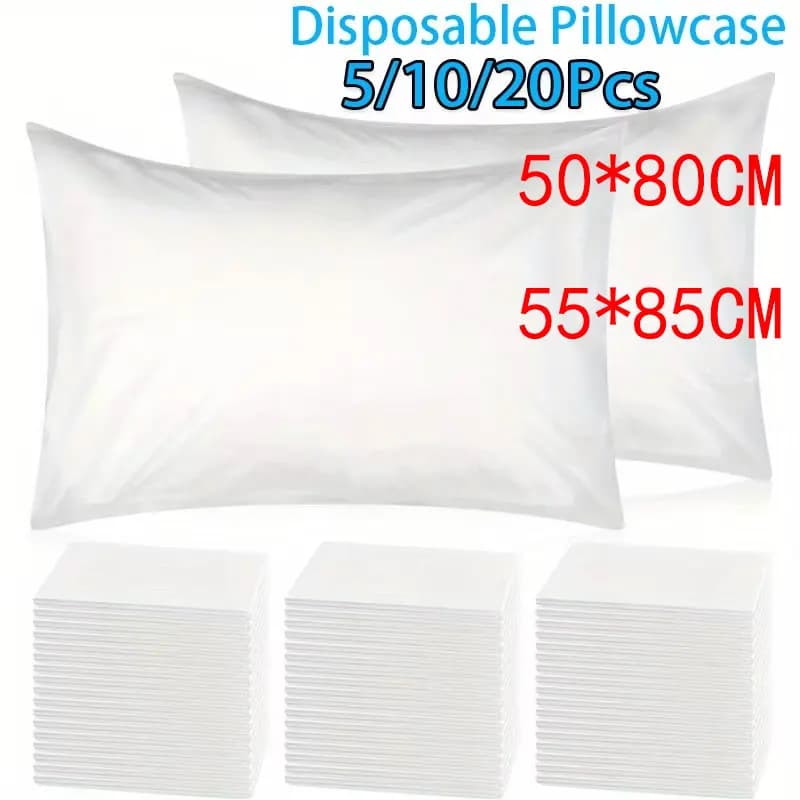 5/10/20pcs Single-Use Pillow Case, White，Disposable Thickened Breathable Pillowcase for Travel, Hotel, Beauty Salon, and Home