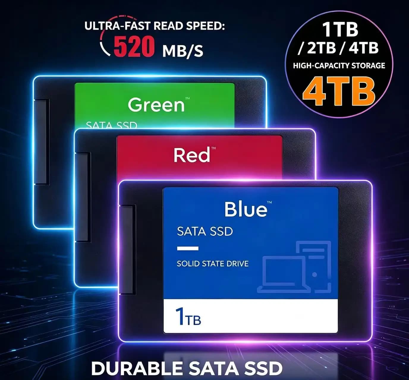 2026 New Original SATA III Internal Solid State Drive SSD, 2TB 4TB High Speed Storage Disk Compatible with Laptop Desktop PC and