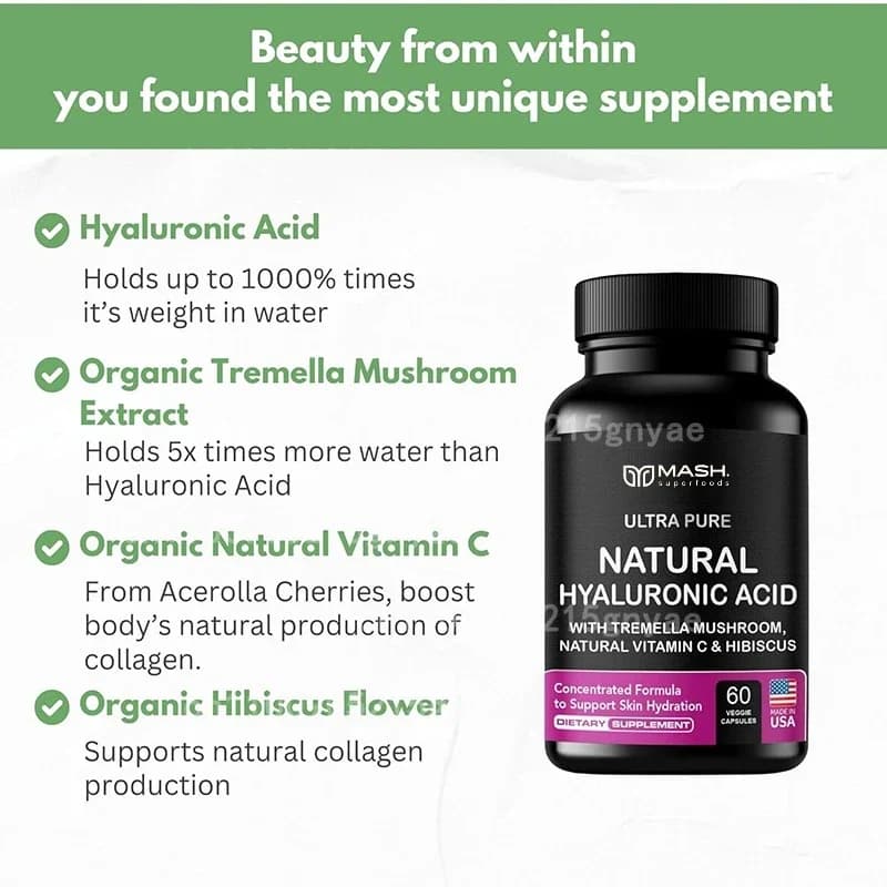 Hyaluronic Acid for Health of Articulations, Eyes and Skin | 60 Vegetal Capsules, Health Support Supplement
