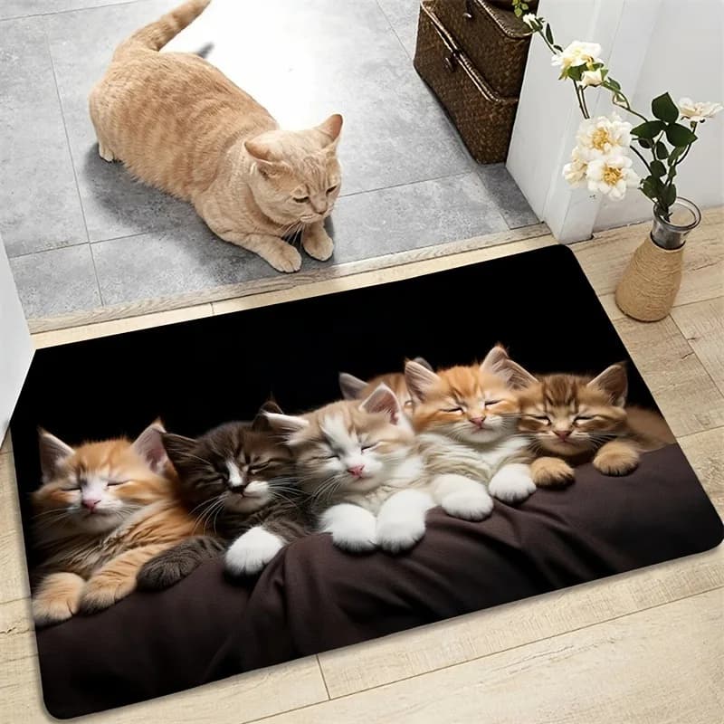 1PC Simpatici Gatti Tappetini per porte Tappeti da cucina Antiscivolo Pop art design Tappeti per soggiorno Tappetino da bagno Tappeto per la casa Lavanderia Decor
