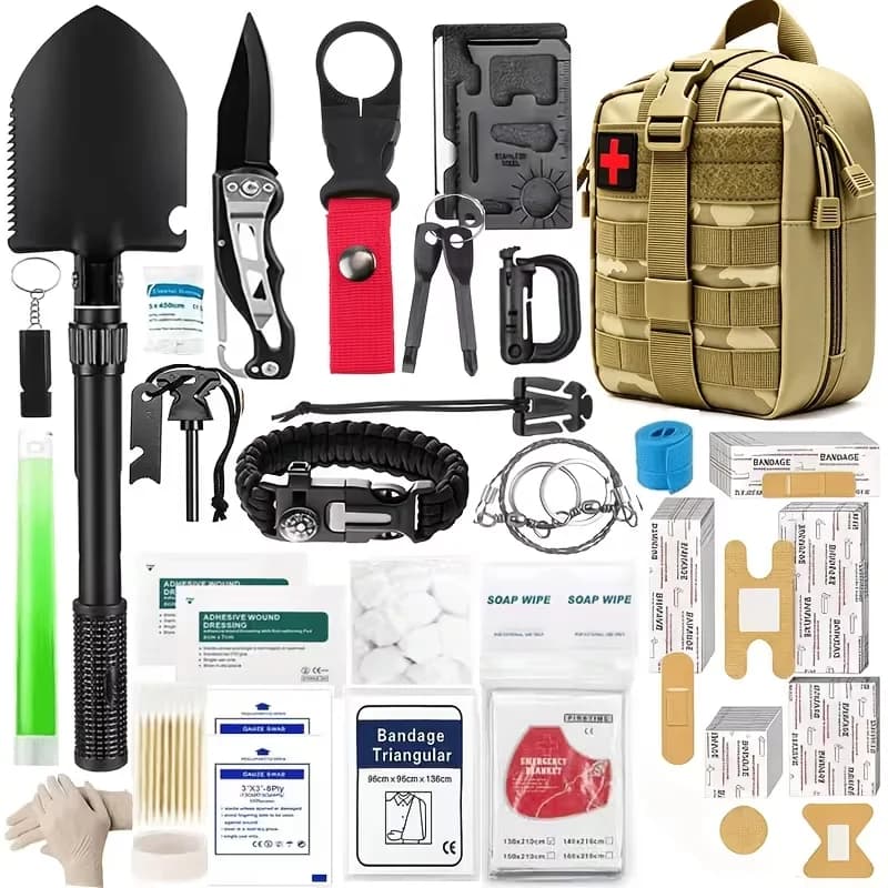 258-Piece Emergency Survival Kit Portable Travel First Aid Kit Car Camping Gear Tactical Hiking EVA Bag Office Boat Accident Pack