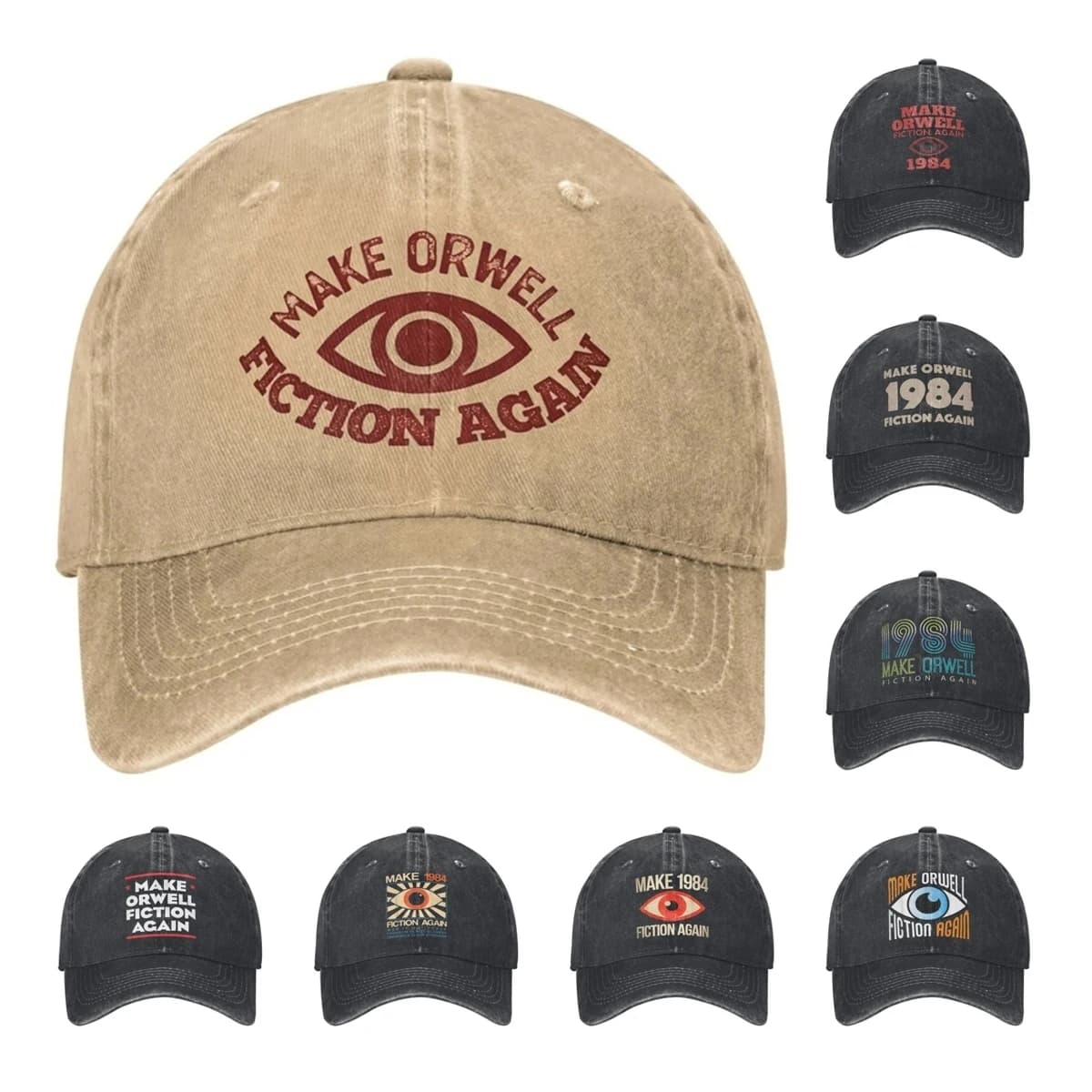 Vintage 1984 Make Orwell Fiction Again Berretto da baseball Uomo Donna Distressed Denim Sun Cap Dystopian World Cappelli regolabili per esterni