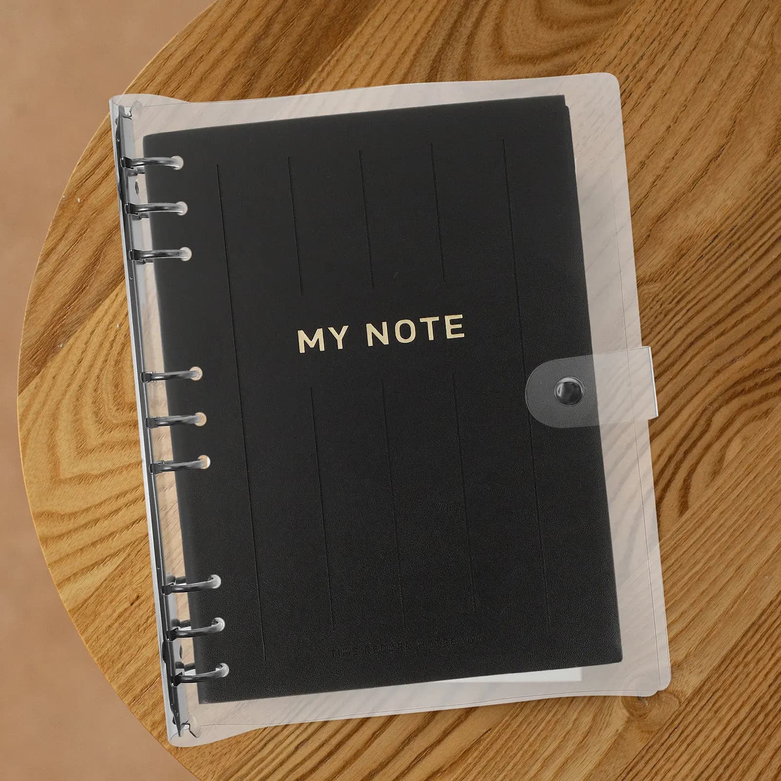 B5 Clear Plastic Binder Notebook Shell 9-Ring Loose-Leaf Cover for School Office Notepad Journal Planner Scrapbook with Premium
