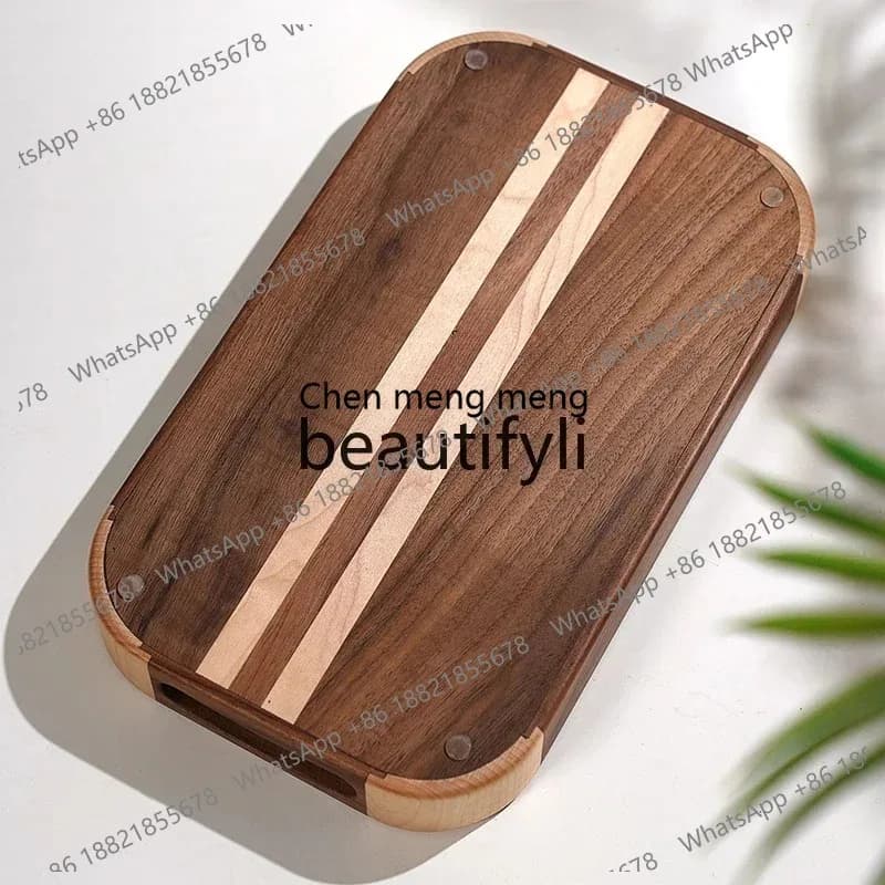 ss26 Black walnut solid wood tray Wooden dried fruit tray Afternoon tea snack tray Household living room coffee table storage