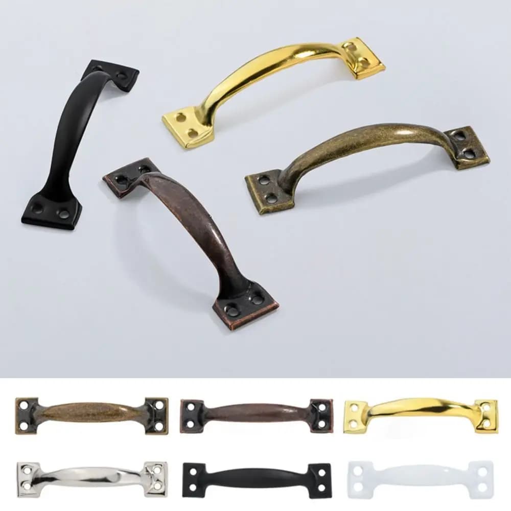 Maniglia per mobili in ferro, accessori hardware, garage, capannoni, cassetti, maniglia nera argento con pomello per porta della fienile a forma di arco