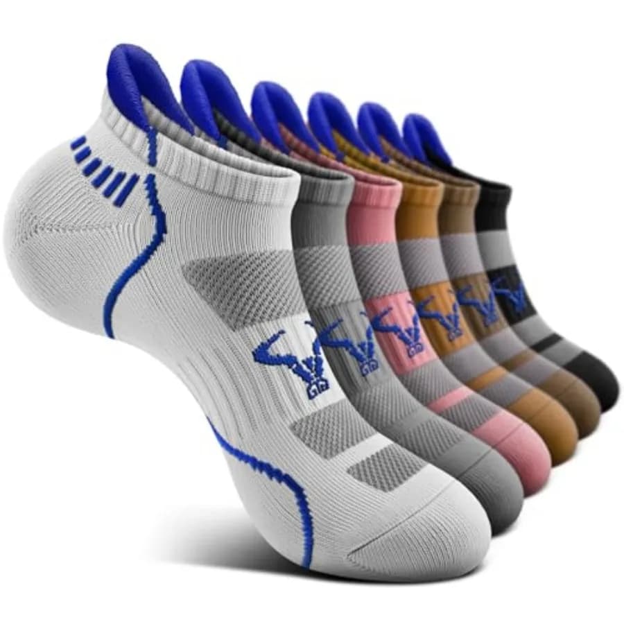 BULLIANT Men Running Socks 6Pairs-Ankle Athletic Socks Wicking Cushioned for Men Walking-Arch Compression Support