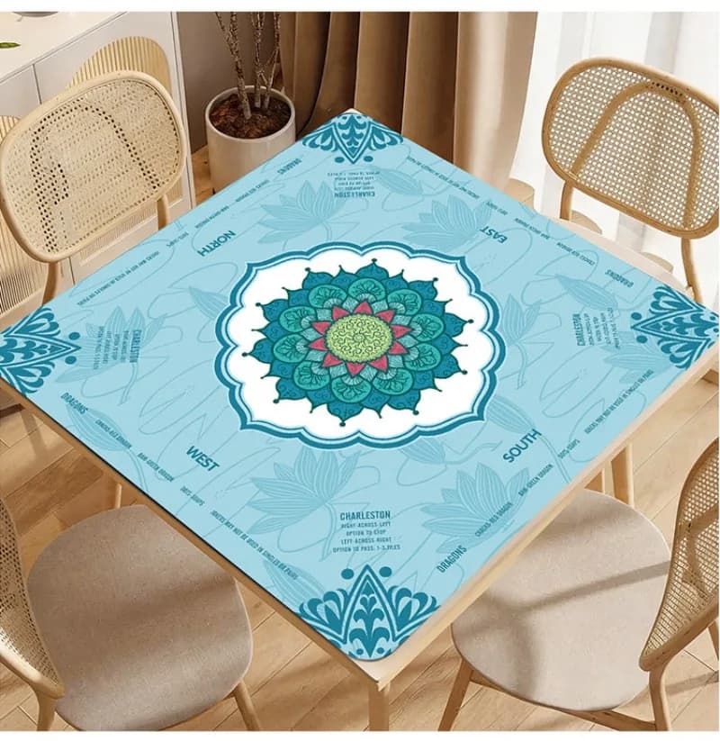 800x800mm American Mahjong Table Mat Rubber Non-slip Lotus Lotus English Mahjong Poker Board Game Protection Table Mat Toy Gift