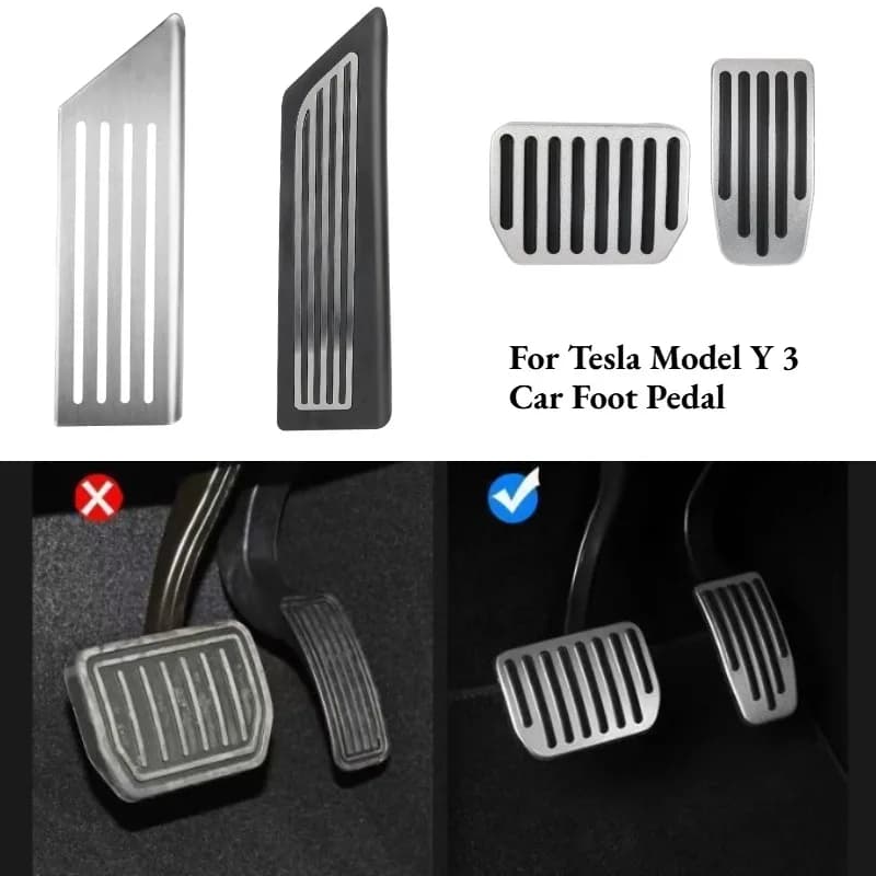 Per Tesla Model Y 3 Highland: Copripedali Antiscivolo per Acceleratore, Freno e Poggiapiedi - Accessori Performance