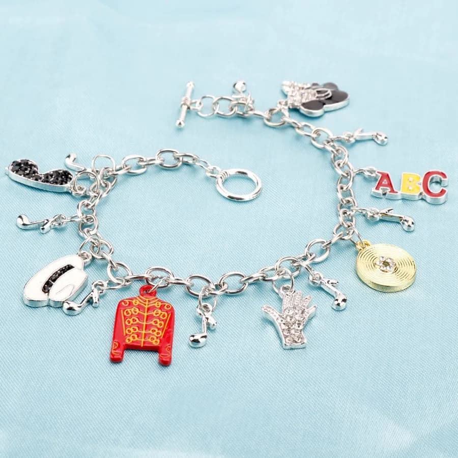 Pop Dance King Legend MJ Jewelry Set Michael Jackson Fashion Necklace and Bracelet Trendy Daily Wear Accessories for Fans
