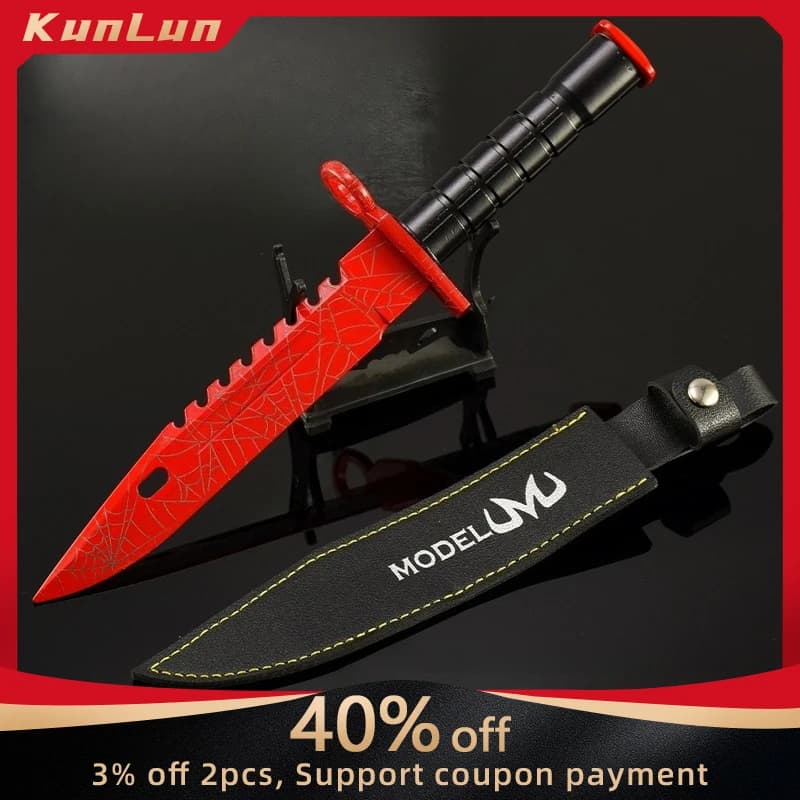 26 CM Go Gioco Periferico M9 Crimson Web Modello di arma in metallo con fodero da collezione Ornamenti da scrivania Regalo di compleanno creativo Giocattolo per ragazzo